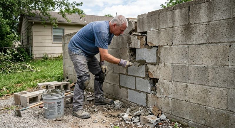 Cinder Block Wall Repair in Grand Forks Afb, ND