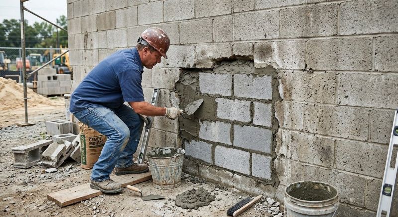 Cinder Block Wall Repair in Grand Forks County, ND