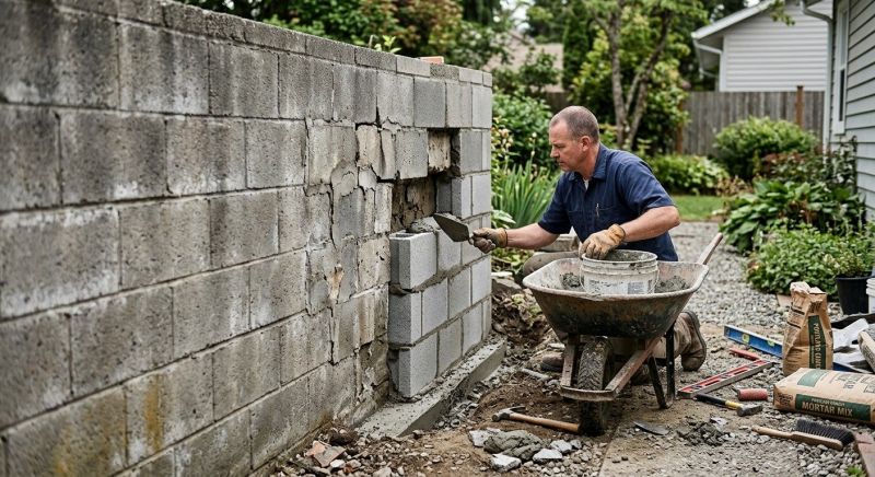 Cinder Block Wall Repair in Grand Forks, ND